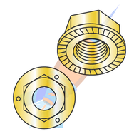 1/2-13 Serrated Flange Hex Lock Nuts Grade 5 Zinc Yellow