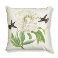 Hummingbird White Flower Pillow Multi Cotton Summer