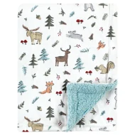 Plush Mink and Sherpa Baby Blanket, Woodland Friends