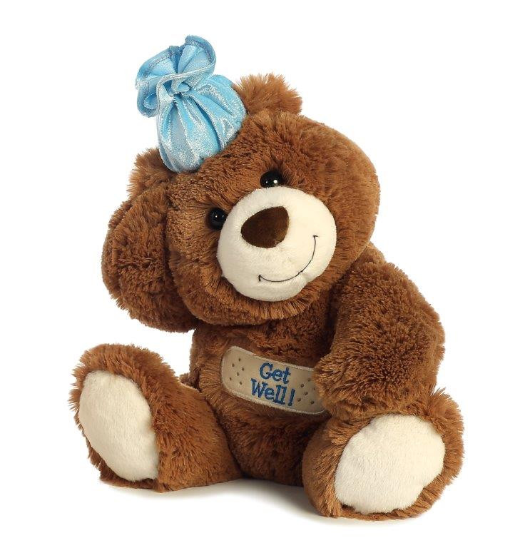 Balloon Bouquet with Plush Weight - Get Well Soon Teddy Bear