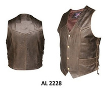 Brown Retro Mens Side Laced Motorcycle Vest