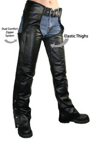 Comfort Womens Leather black Motorcycle biker Braided Chaps