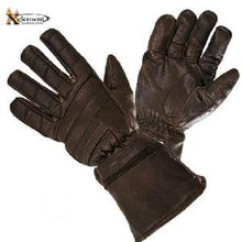 Motorcycle Gauntlet Retro Brown Leather Insulated Gloves