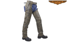  Distressed Brown Solid Premium Leather Motorcycle Chaps CLOSEOUT