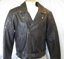 Brown Retro Premium Leather Classic Motorcycle Jacket  CLOSEOUT SALE