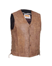 Brown 4 Pocket Carry Vest in Premium Buffalo Leather 