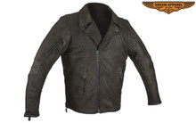 Brown Distress Cowhide Men's Soft Premium leather motorcycle Racer Jacket 