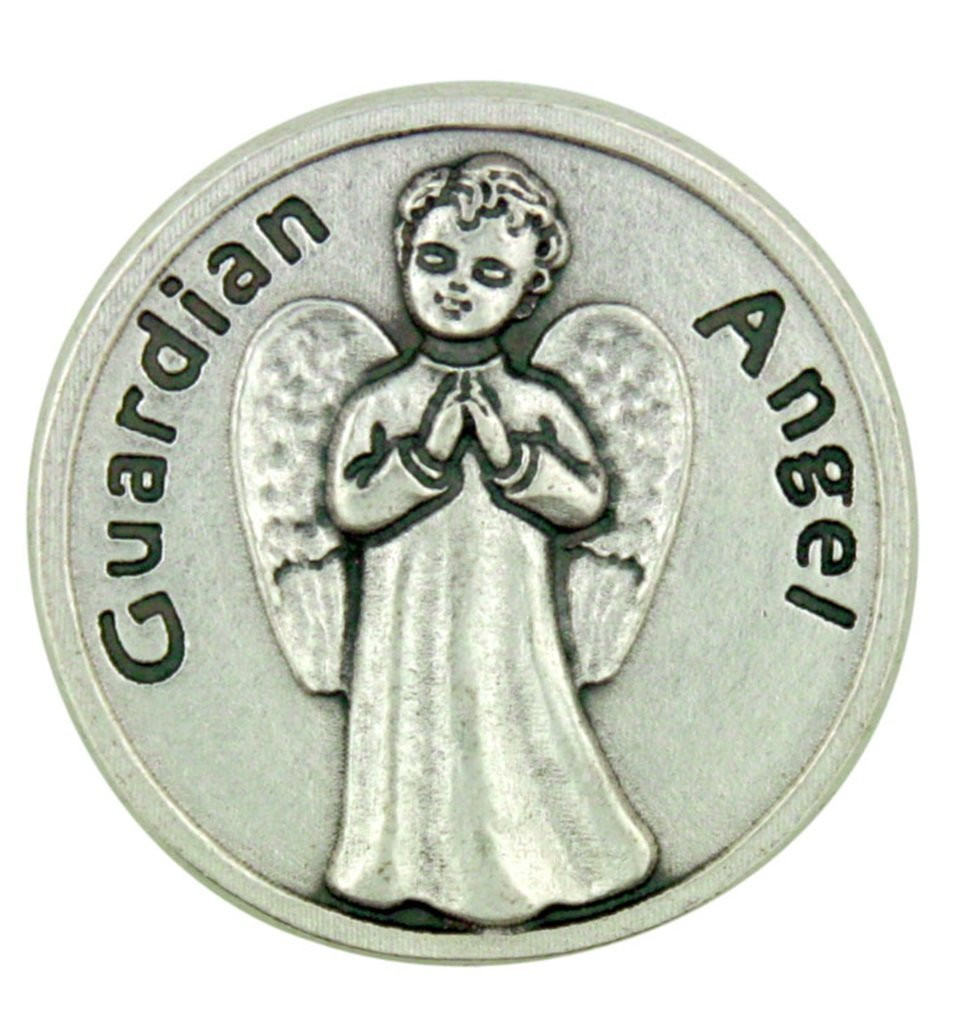 Protect Me Wherever I Go" Silver Plated Guardian Angel Pocket Token Prayer  Coin - Needzo Religious Gifts