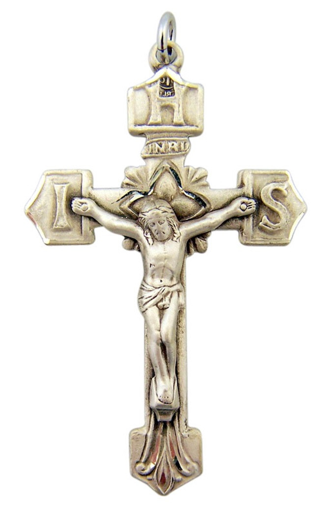 Sterling Silver Ihs Edge Jesus Christ Cross Crucifix Pendant 1 15