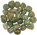 Green Aventurine rune set, 25 pcs