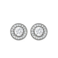 Diamond Halo Earring set in 14k White Gold (.76ct tw.)