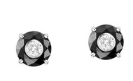 "Tuxedo Collection" 14k Gold black and white diamond earrings 2.00ct t.w