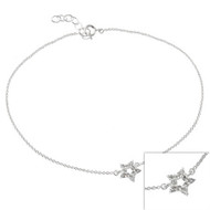 Sterling Silver CZ Star Anklet Bracelet
