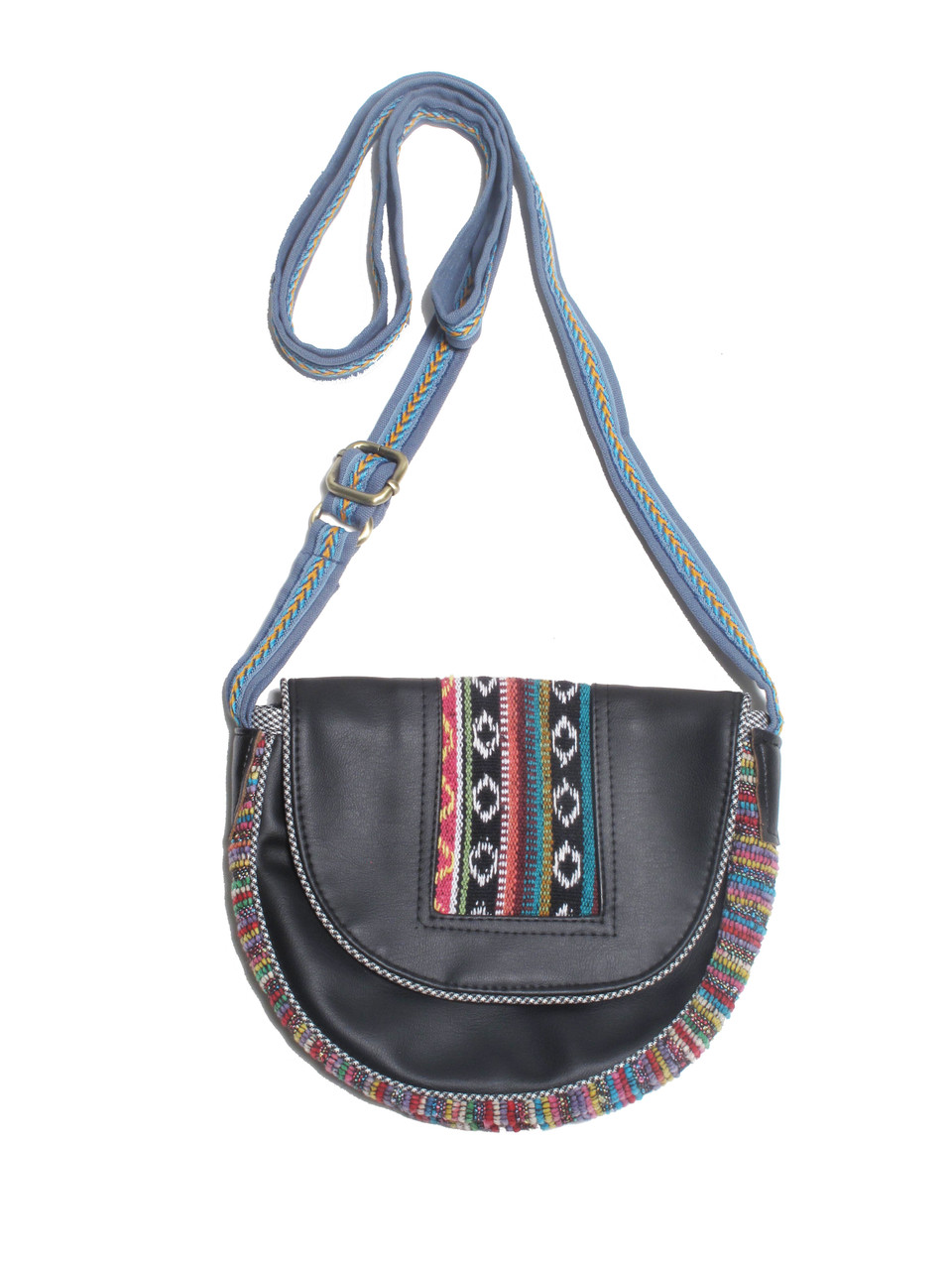 G914 Mixed Fabric Half Moon Bag - Blue Sky Design Company, Inc.