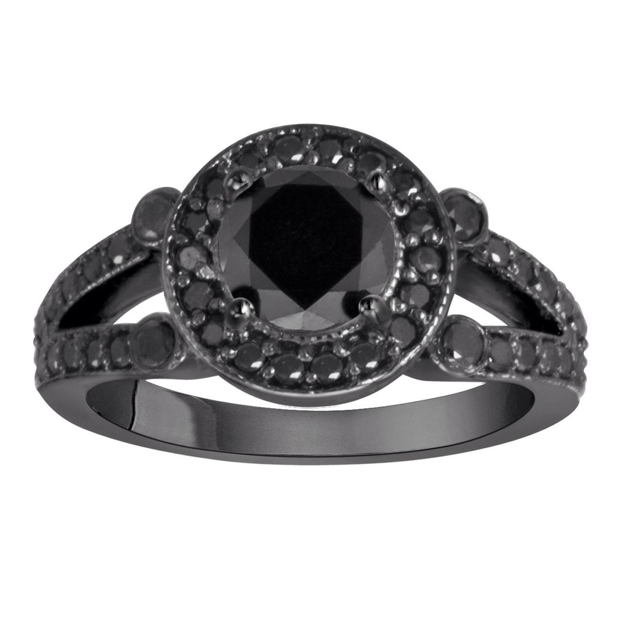  Black  Diamond Engagement  Ring  14k Black  Gold  1 60 Carat 