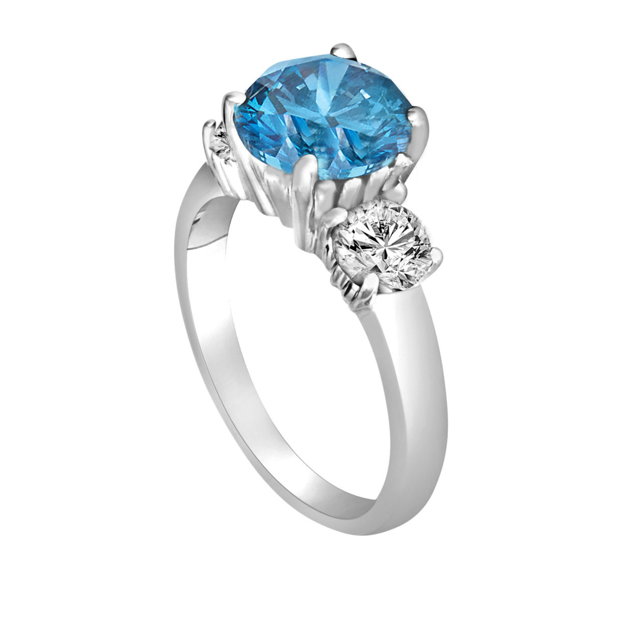 Platinum Blue Diamond Engagement Ring 2.45 Carat Three-Stone Certified