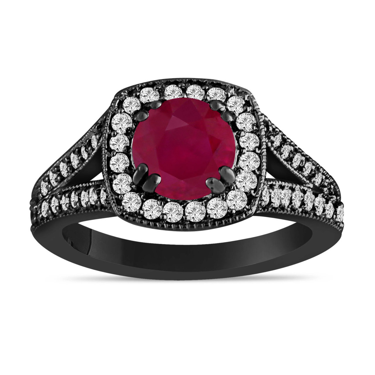 Ruby Engagement Ring Ruby And Diamond Engagement Ring 1.58 Carat 14K