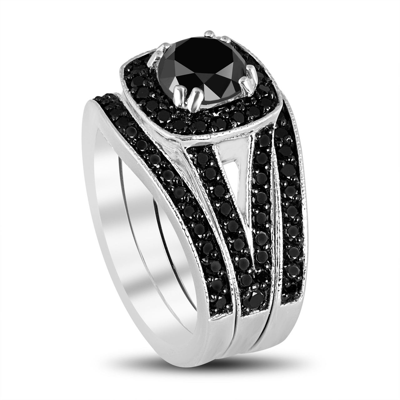 white gold and black diamond ring