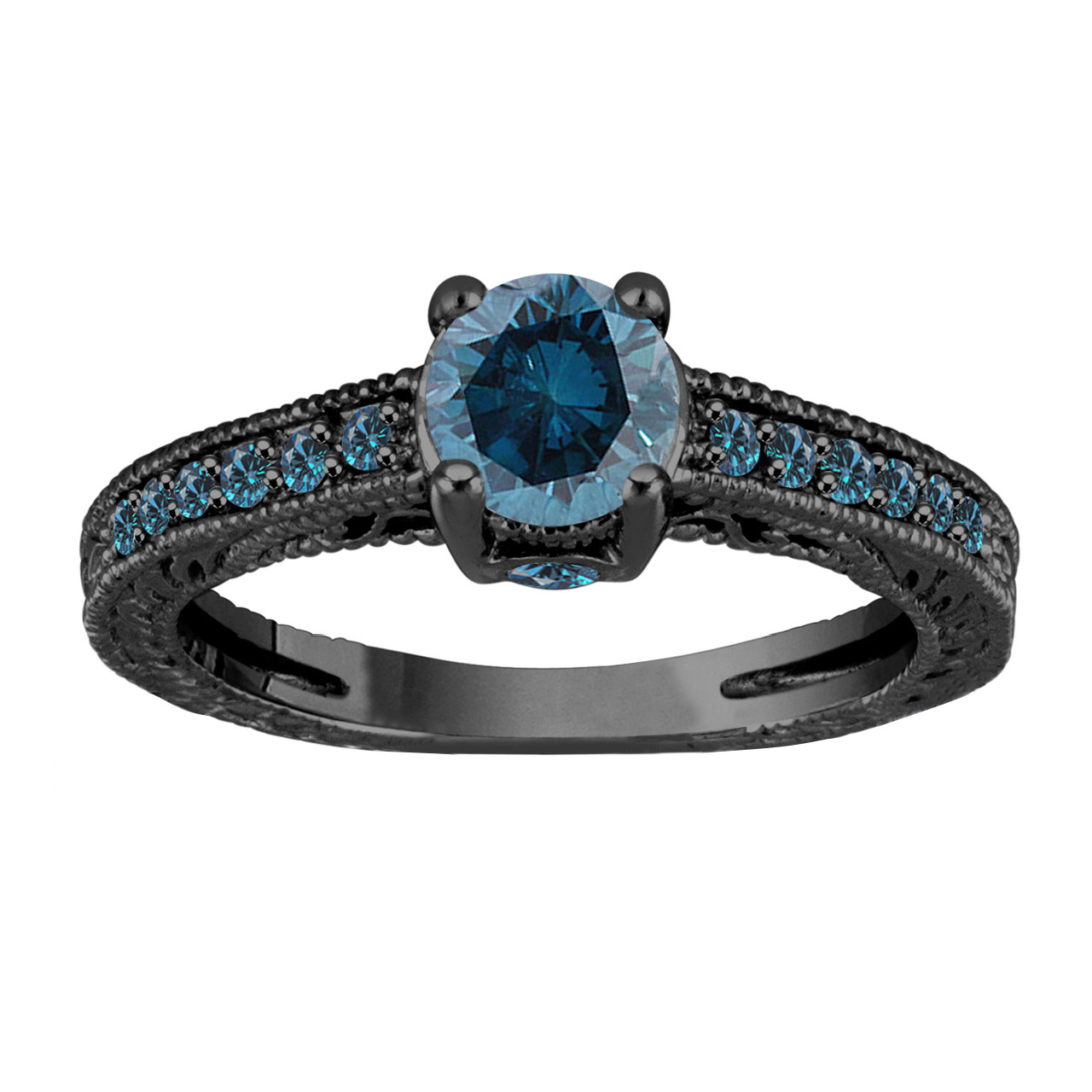 1.20 Carat Blue Diamond Engagement Ring, Wedding Ring 14K ...
