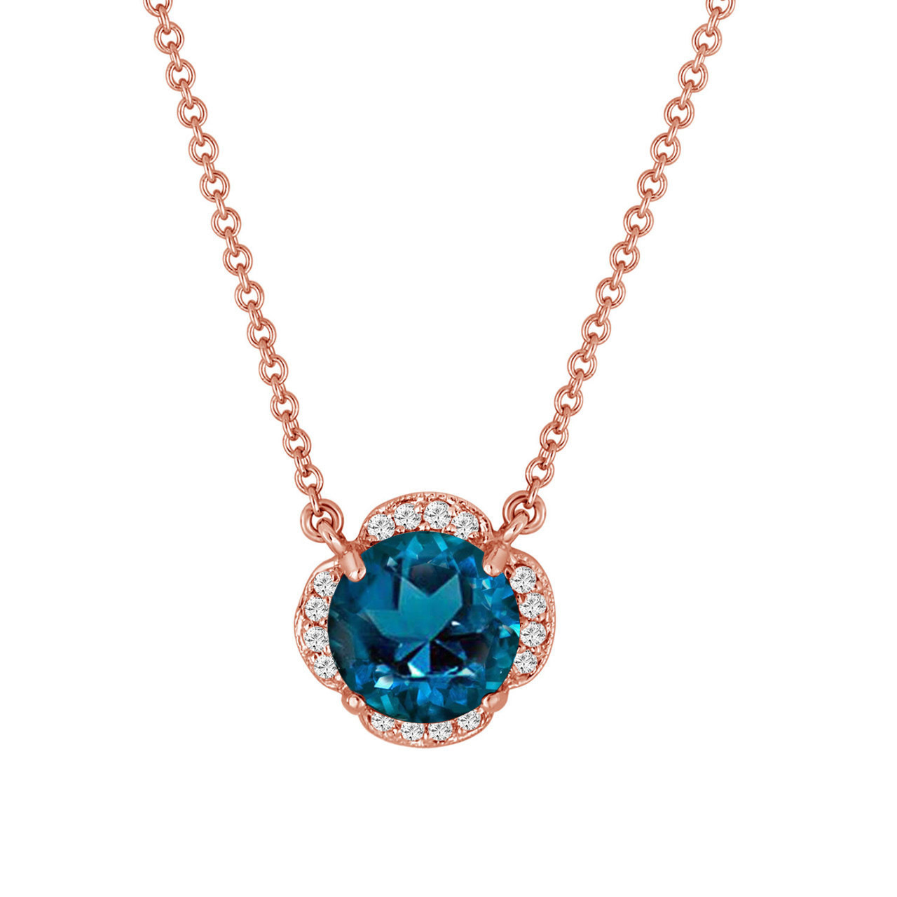 London Blue Topaz And Diamonds Solitaire Pendant Necklace ...