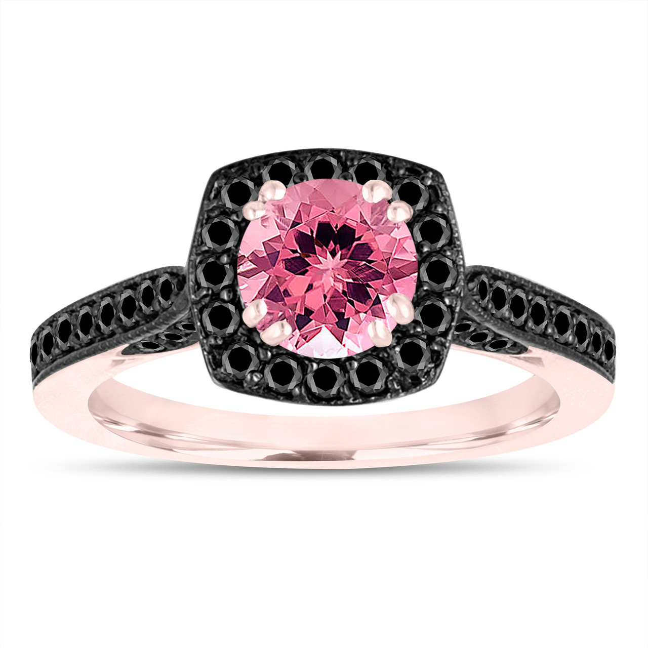 Pink Tourmaline Engagement Ring, Wedding Ring 14K Rose Gold 1.31 Carat