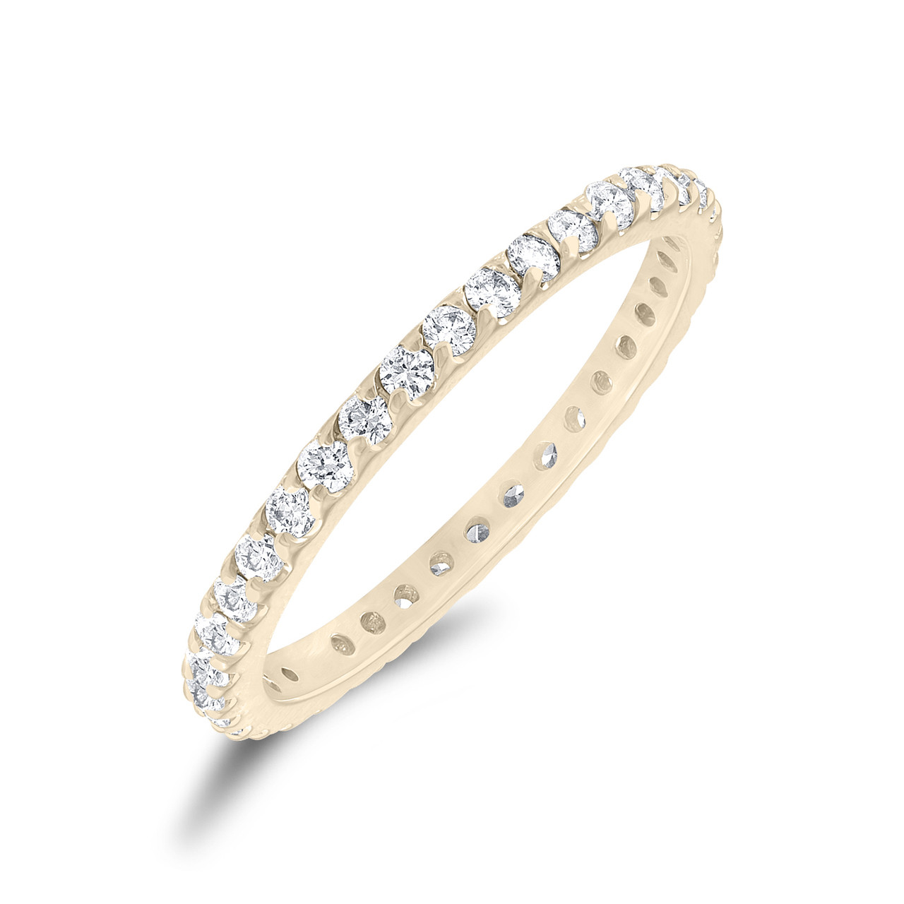 Yellow Gold Diamond Eternity Ring, Stackable Wedding Band, Womens