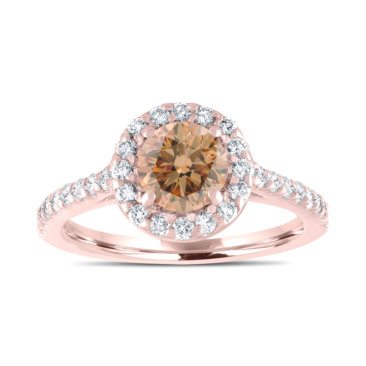  Rose  Gold  Champagne Diamond Engagement  Ring  Fancy Brown  