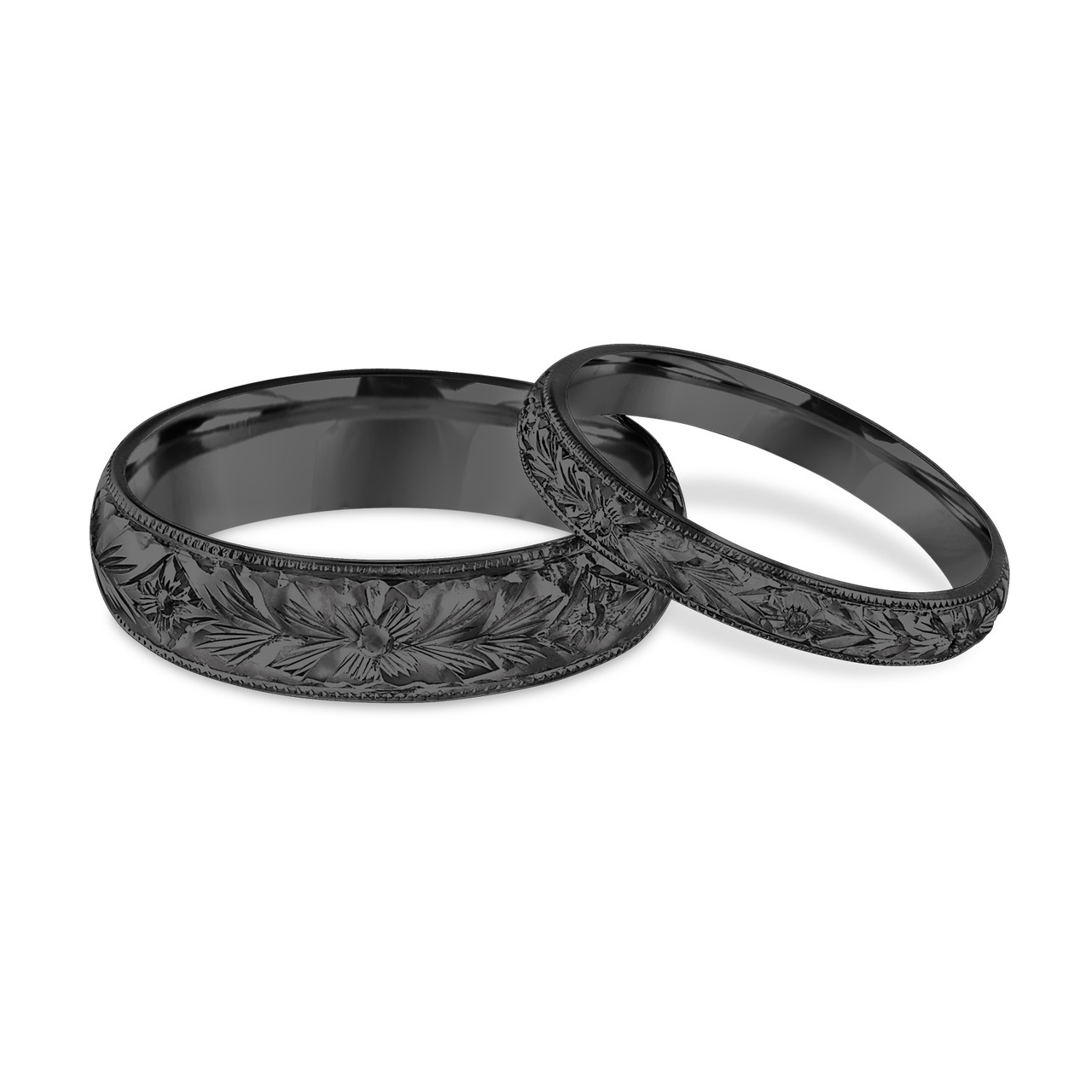 Hand Engraved Matching Wedding Bands  His  and Hers  Wedding  