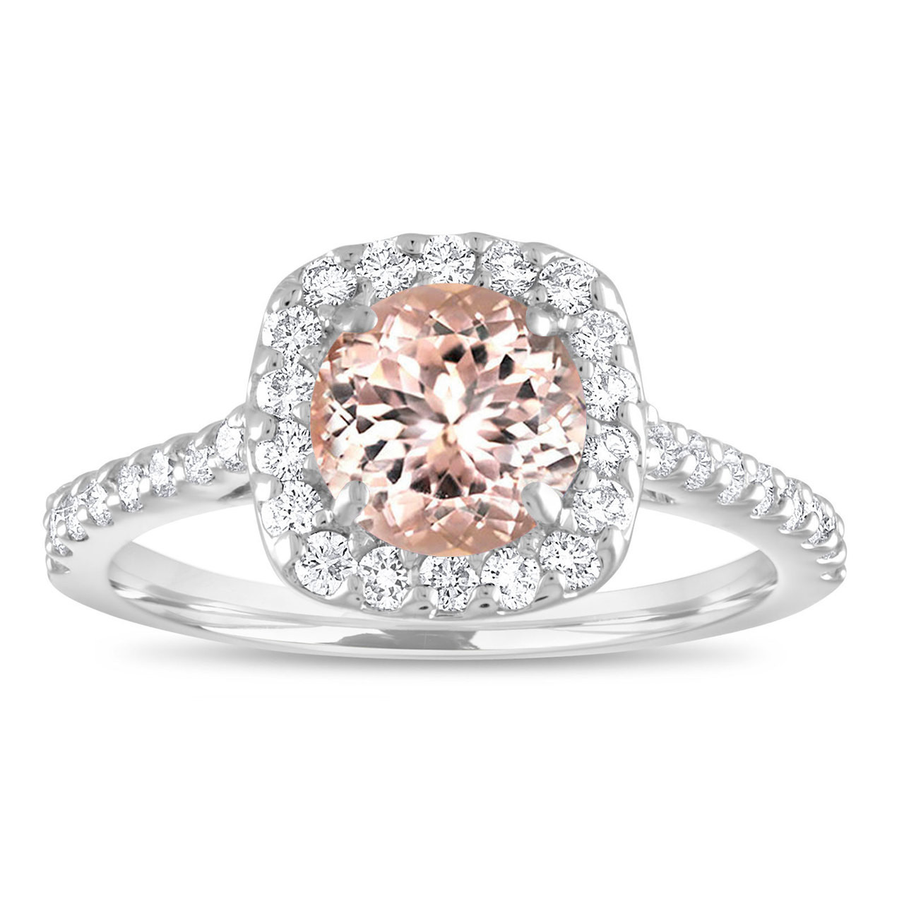 Morganite Engagement Ring White Gold Cushion Cut Morganite Engagement Ring White Gold Cushion Cut