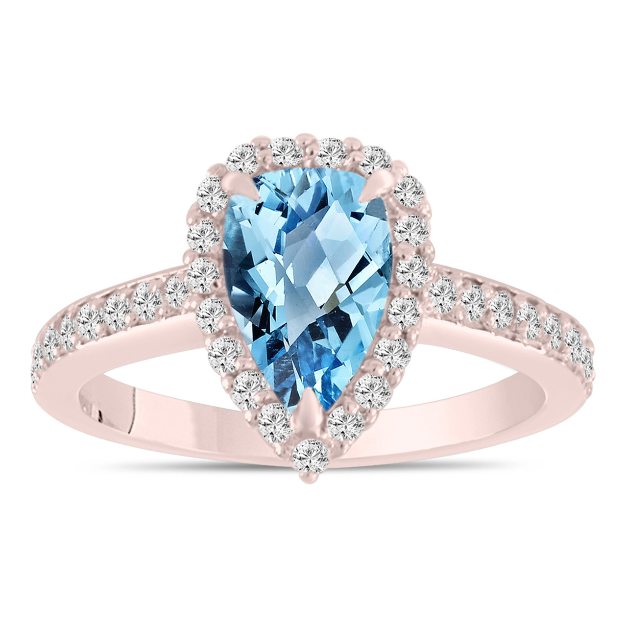 Pear Shaped Blue  Topaz  Engagement Ring  Blue  Topaz  and 
