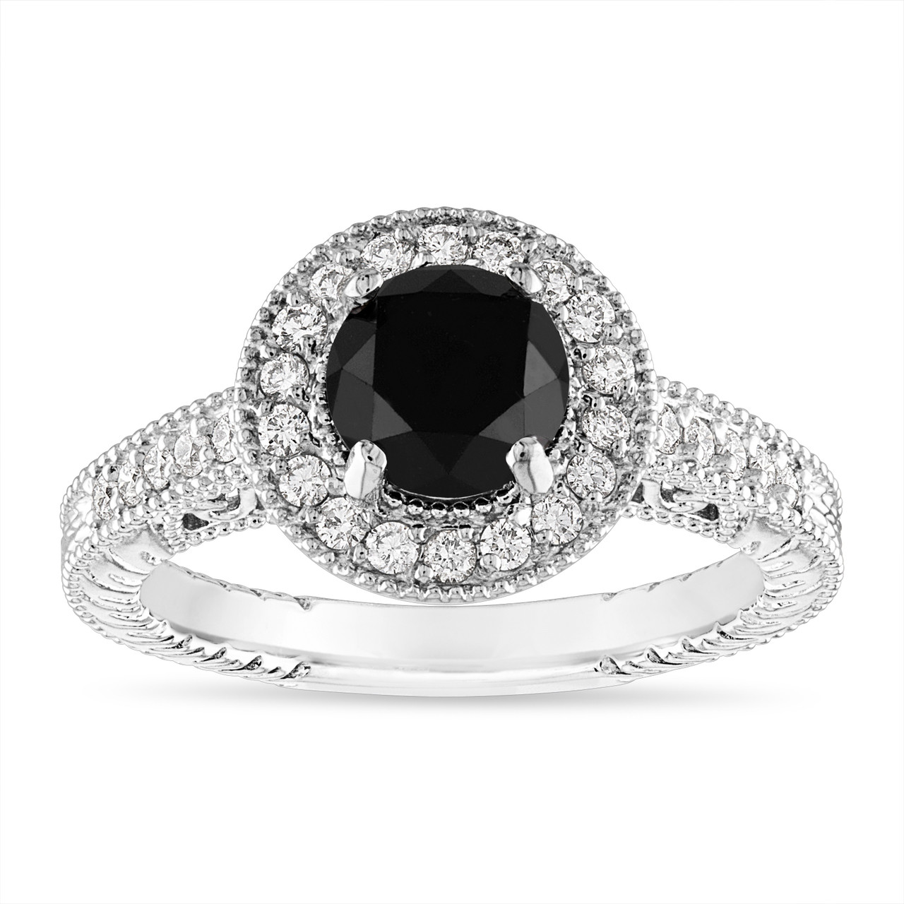 1 48 Carat Black Diamond Engagement Ring Vintage Wedding Ring