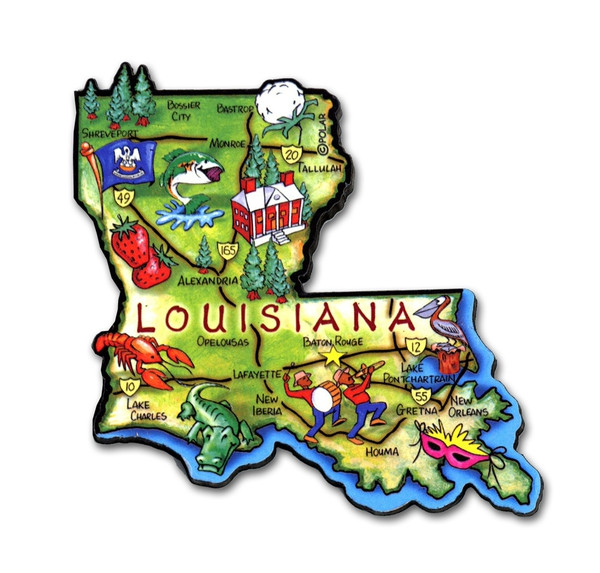 Detail of Louisiana magnet included in set.