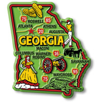 Georgia Colorful State Magnet by Classic Magnets, 2.8" x 3.3", Collectible Souvenirs Made in the USA
