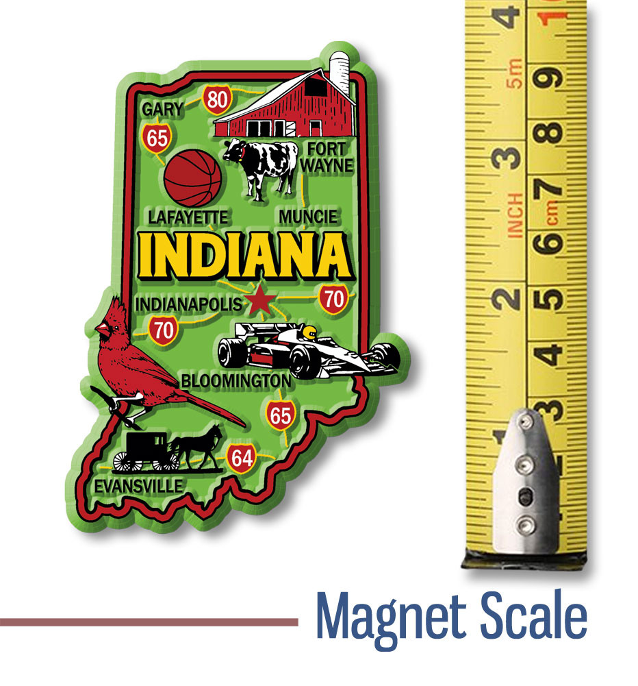 Magnete Da Collezione Mappa Dello Stato Indiana Con Punti Di Interesse - World By Shotglass, PVC Resistente, Souvenir - 2