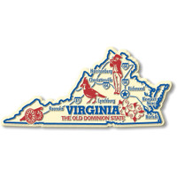 Virginia Giant State Magnet by Classic Magnets, 5.5" x 2.6", Collectible Souvenirs Made in the USA