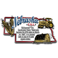Nebraska Information State Magnet by Classic Magnets, 3.7" x 1.9", Collectible Souvenirs Made in the USA