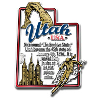 Utah Information State Magnet by Classic Magnets, 2.3" x 3", Collectible Souvenirs Made in the USA