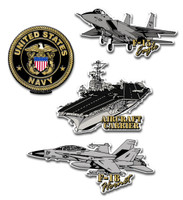 U.S. Navy Vehicle Magnet Set by Classic Magnets, 4-Piece Set, Collectible Souvenirs Made in the USA