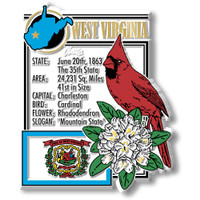 West Virginia State Montage Magnet by Classic Magnets, 2.8 x 3.3", Collectible Souvenirs Made in the USA