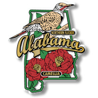 Alabama State Bird and Flower Map Magnet by Classic Magnets, Collectible Souvenirs Made in the USA