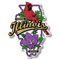 Illinois State Bird and Flower Map Magnet by Classic Magnets, Collectible Souvenirs Made in the USA
