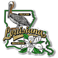Louisiana State Bird and Flower Map Magnet by Classic Magnets, Collectible Souvenirs Made in the USA