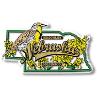 Nebraska State Bird and Flower Map Magnet by Classic Magnets, Collectible Souvenirs Made in the USA