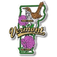 Vermont State Bird and Flower Map Magnet by Classic Magnets, Collectible Souvenirs Made in the USA