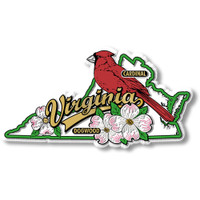 Virginia State Bird and Flower Map Magnet by Classic Magnets, Collectible Souvenirs Made in the USA