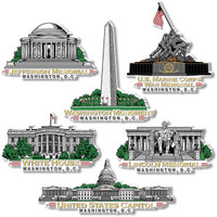 Monument Magnet Set of 6 by Classic Magnets, Washington D.C. Series, Collectible Souvenirs Made in the USA
