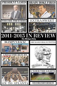 Capture your tenure here at the University of Michigan by picking up a copy of The Michigan Daily's 2011-2015 in review poster! This poster recaps the highlights from the 2011-2015 school years by compiling top headlines.