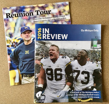 If you already own the hardcover book, Michigan Football: A History of the Nation's Winningest Program, you need the lookback guides to add to your collection. Save on shipping charges by ordering the lookback guide combo. 

Harbaugh's incredible second season has lifted the Michigan football team back to glory. You won't want to forget the memories from the 2016 season, complete with news coverage and pictures from the entire season - including the Orange Bowl! 44 pages. 

Michigan Football Lookback Guide - "Reunion Tour", presented by The Michigan Daily, is a 28-page compilation guide looking back on Coach Harbaugh's first season with Michigan Football, and features game-by-game recaps and photos.