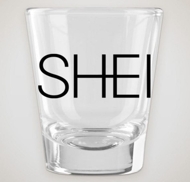1.75 oz. clear shot glass with SHEI logo
