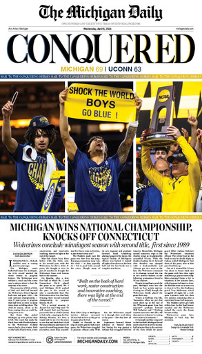 This is the physical newspaper that published April 8, 2026. Papers will be mailed through USPS and may take several weeks to arrive. If you live locally, please consider purchasing them in person for only $5 each at the Lipsey Student Publications Building, 420 Maynard St., Ann Arbor. 
